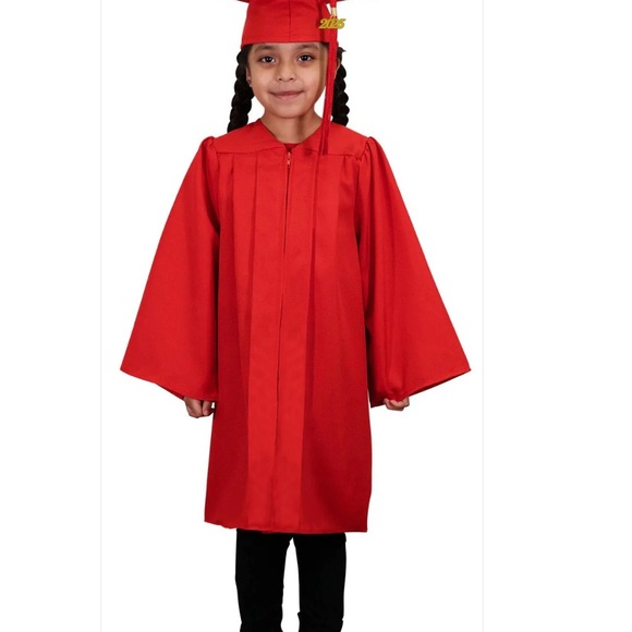 Kindergarten Red Graduation Cap and Gown Set - Picture 1 of 4
